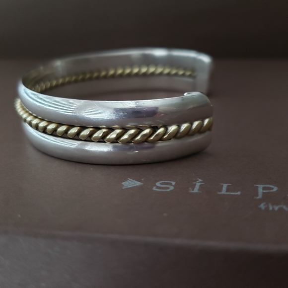 Silpada Sterling Silver Brass Braid Vintage Cuff B0001 - Picture 3 of 12